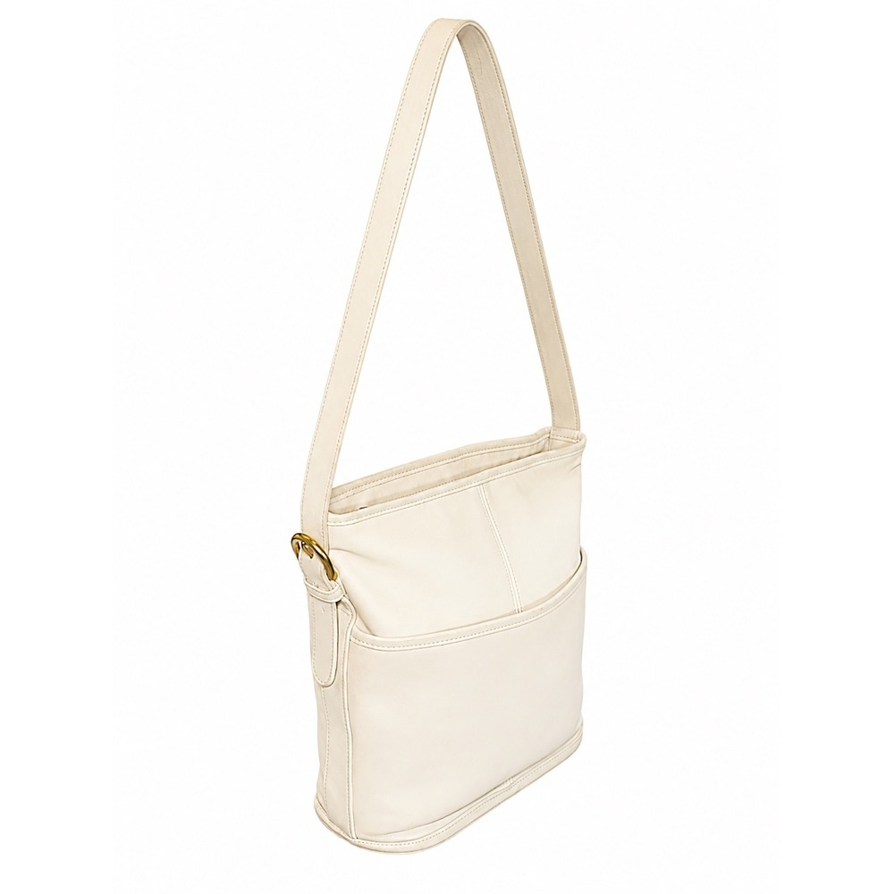 Vintage Coach Bone White Leather Bucket Bag Made in USA
